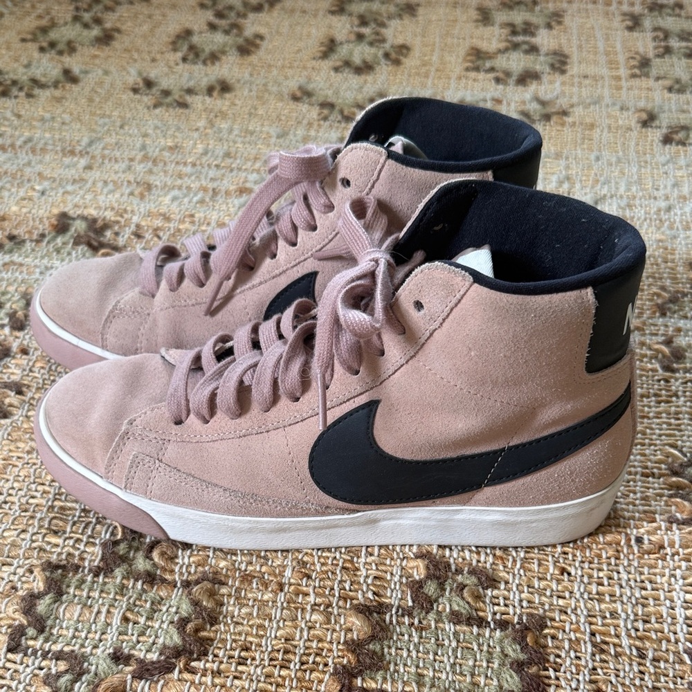 Nike high-top blazers in blush pink and black